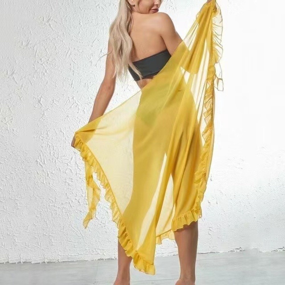Sarong Pareo Wrap - 랩 스카프 러플 디자인 사롱 솔리드