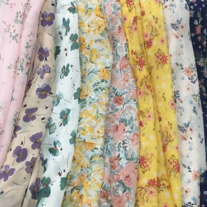 Summer Clothing Material - 여름 드레스를위한 2/3m 꽃 프린트 쉬폰