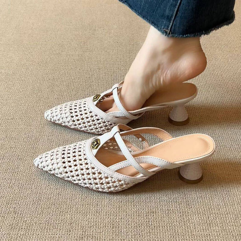 Summer Clothing Sale - 프랑스 프리미엄 하이힐 여성 슬리퍼 플라워