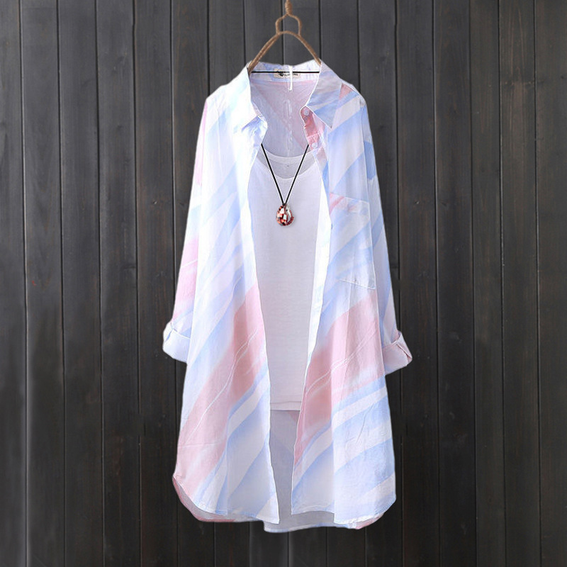 Summer Clothing Design - 쉬폰 셔츠 여성 여름 중간 길이