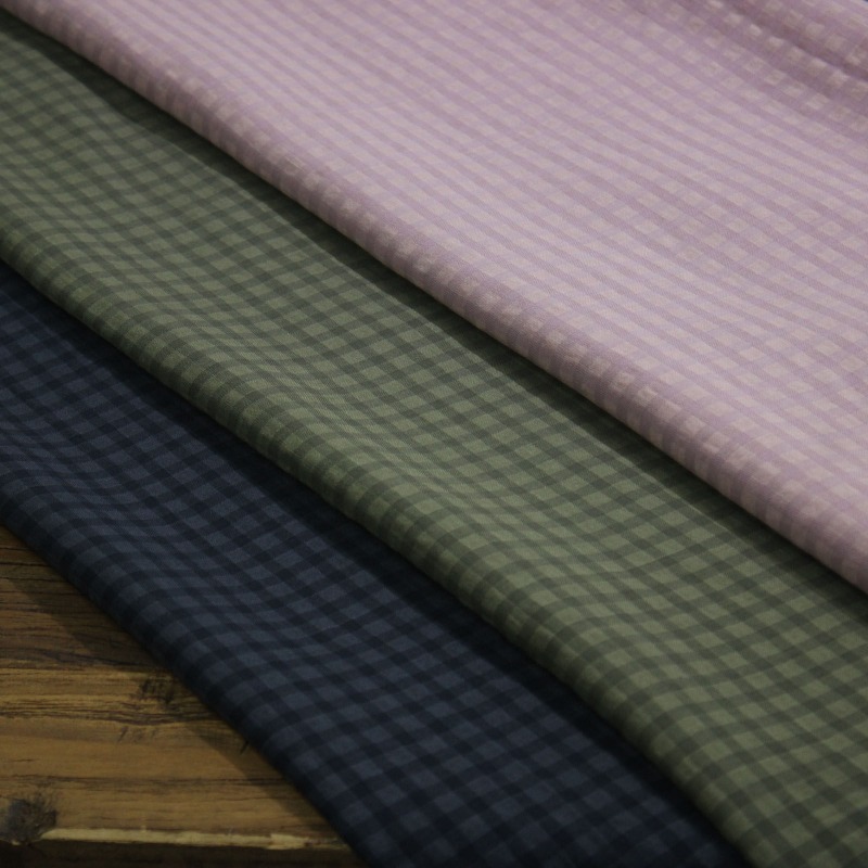 Summer Clothing Material - 라미 혼방 체크무늬 원단 여성 빈티지