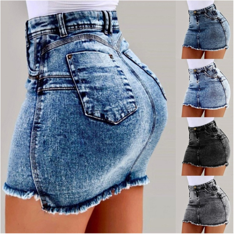 Summer Clothing Options - 새로운 하이 웨이스트 러프 에지 힙
