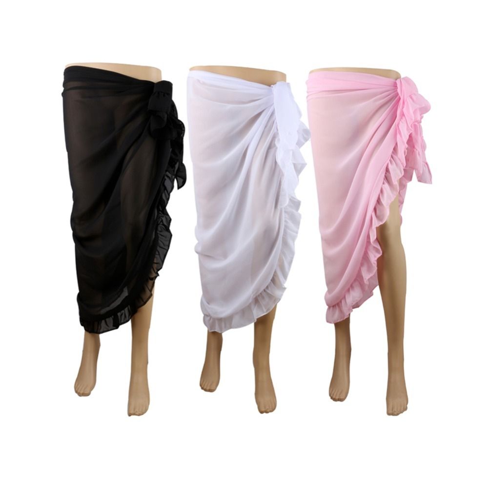 랩 스카프 러플 디자인 사롱 솔리드 컬러 쉬폰 소재 비 - Sarong Pareo Wrap 리뷰 및 가격