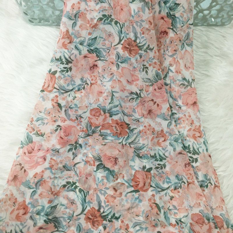 여름 드레스를위한 2/3m 꽃 프린트 쉬폰 원단 편안한 - Summer Clothing Material 리뷰 및 가격