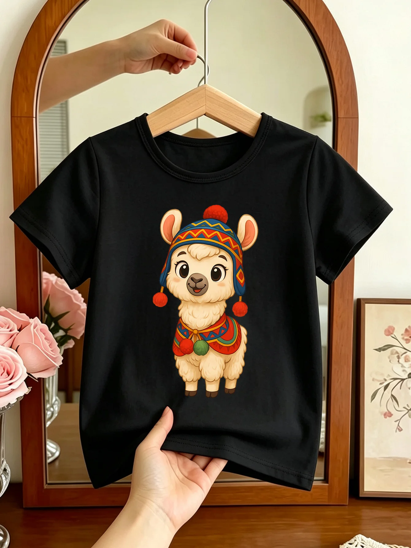 사랑스러운 만화 라마 패턴 어린이 반팔 티셔츠 패션 캐 - Summer Loving Kids Clothing 리뷰 및 가격