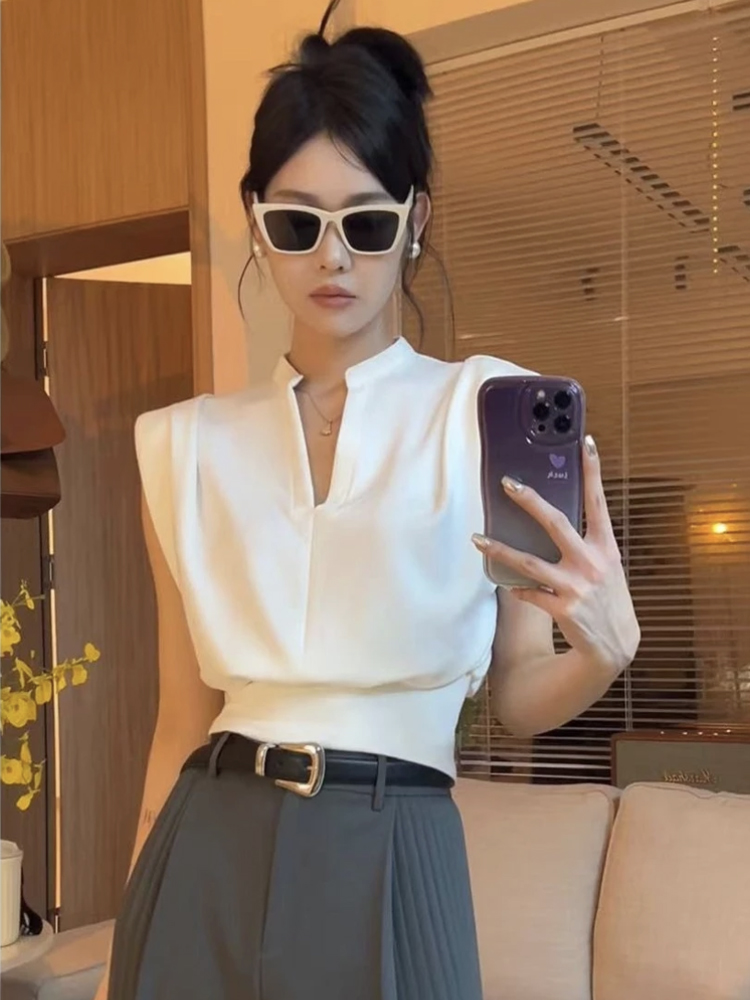 레트로 스탠드 칼라 반팔 셔츠 여성 패션 한국 스타일  - Summer Clothing Brands 리뷰 및 가격