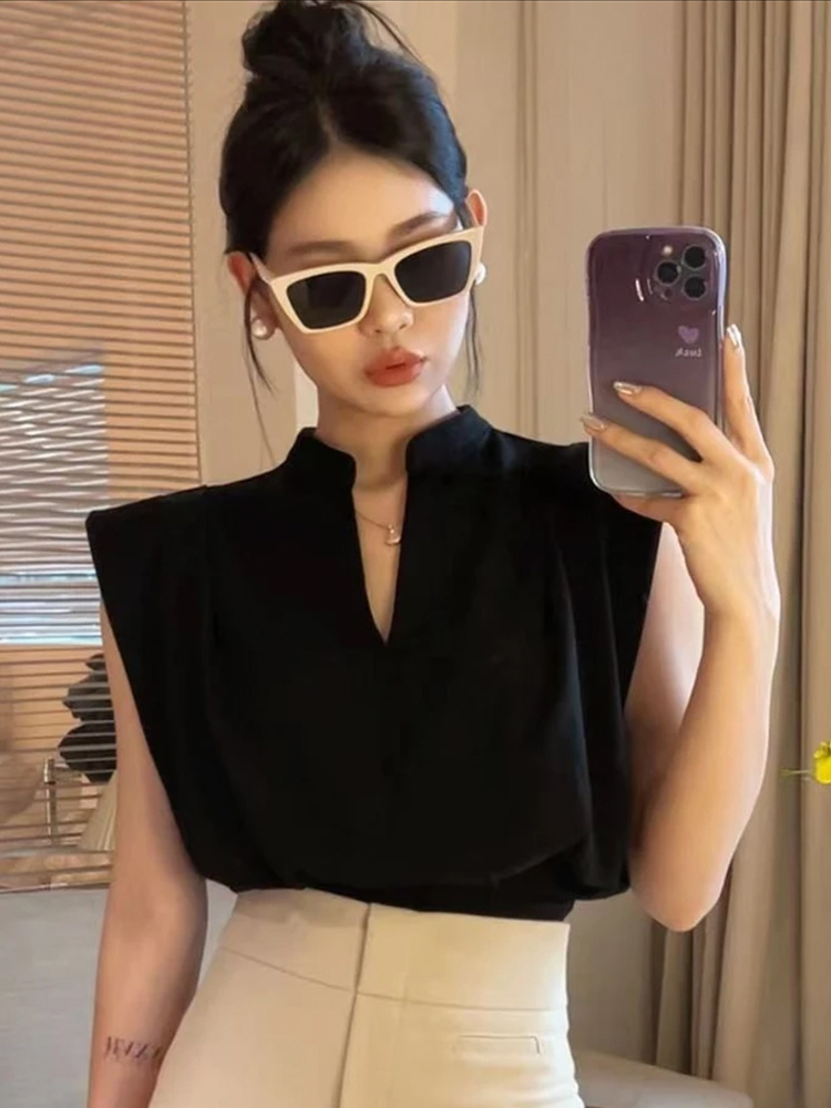 레트로 스탠드 칼라 반팔 셔츠 여성 패션 한국 스타일  - Summer Clothing Brands 리뷰 및 가격