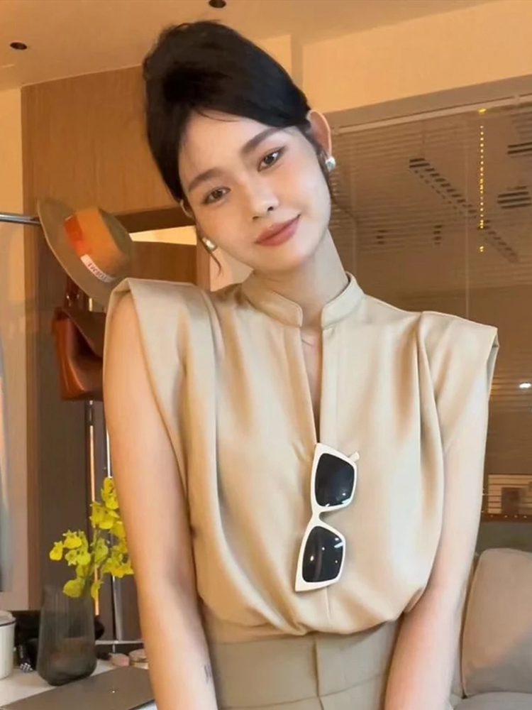 레트로 스탠드 칼라 반팔 셔츠 여성 패션 한국 스타일  - Summer Clothing Brands 리뷰 및 가격