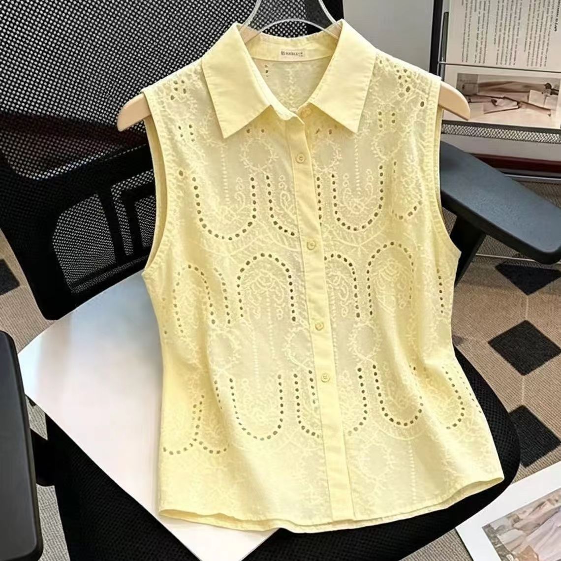 달콤한 민소매 솔리드 넥 버튼 올매치 블라우스 여름 심 - Summer Clothing Trends For Women 리뷰 및 가격