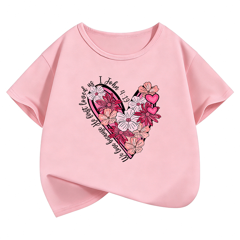 빈티지 꽃 사랑 하트 디자인 티셔츠 프린트 티셔츠 소녀 - Summer Loving Kids Clothing 리뷰 및 가격