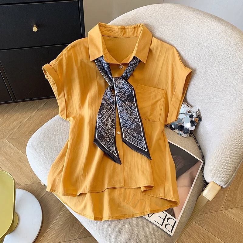 오피스 레이디 반팔 솔리드 버튼 올 매치 블라우스 여성 - Summer Clothing Trends For Women 리뷰 및 가격
