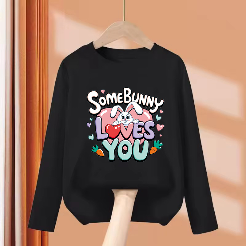 긴 소매 귀여운 토끼 사랑 하트 디자인 티셔츠 프린트  - Summer Loving Kids Clothing 리뷰 및 가격