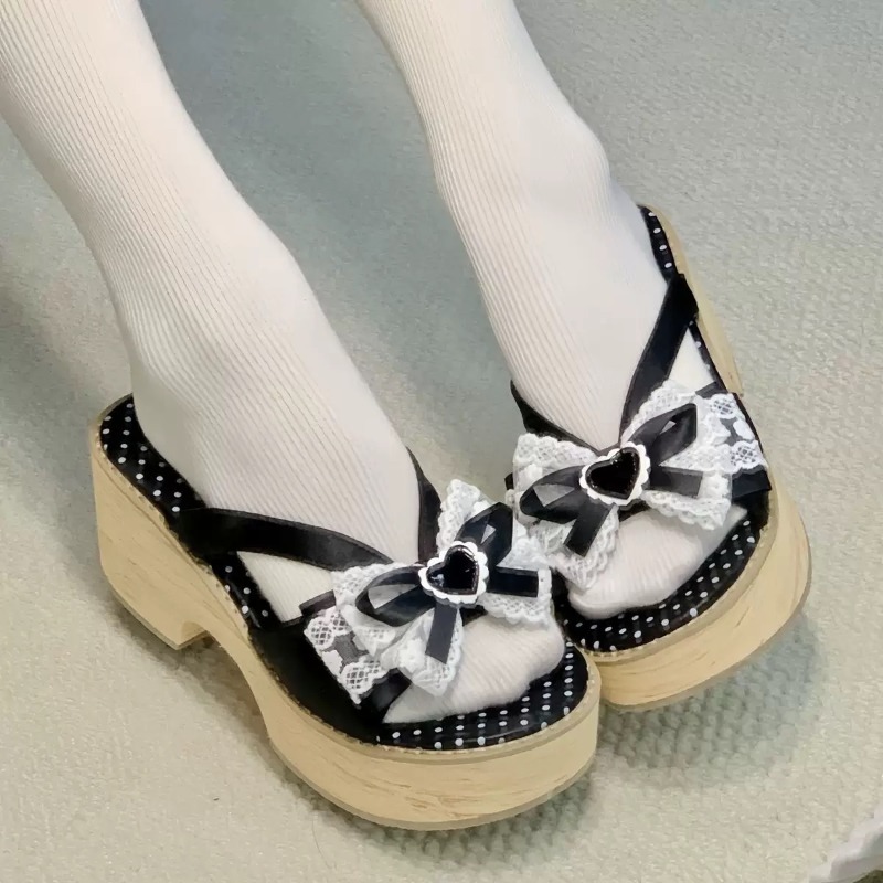스윗 보우 우드 그레인 두꺼운 바닥 플랫폼 슬리퍼 여성 - Summer Clothing Sale 리뷰 및 가격