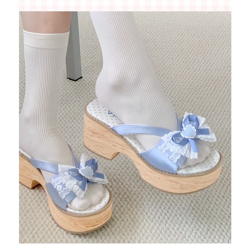 스윗 보우 우드 그레인 두꺼운 바닥 플랫폼 슬리퍼 여성 - Summer Clothing Sale 리뷰 및 가격