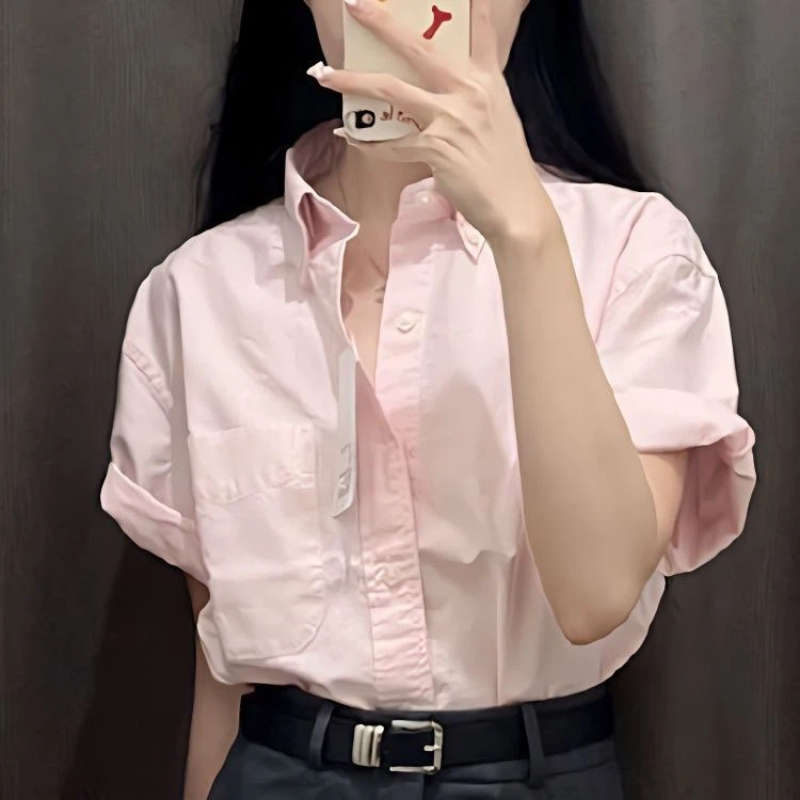 한국식 반팔 폴로넥 솔리드 심플 셔츠 탑 신상 여름 버 - Summer Clothing Trends For Women 리뷰 및 가격