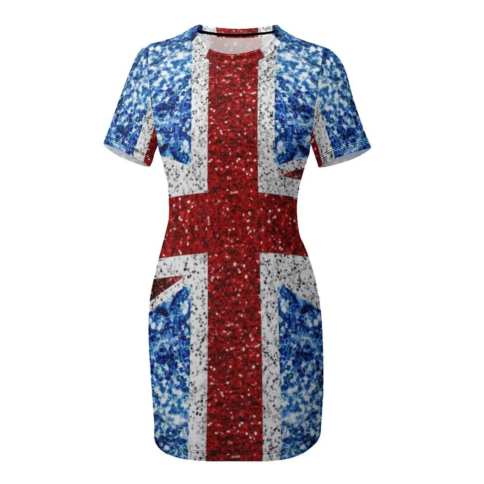 영국 국기 빨강 파랑 흰색 반짝이 글리터 장식 반팔 드 - Womens Summer Clothing Uk 리뷰 및 가격