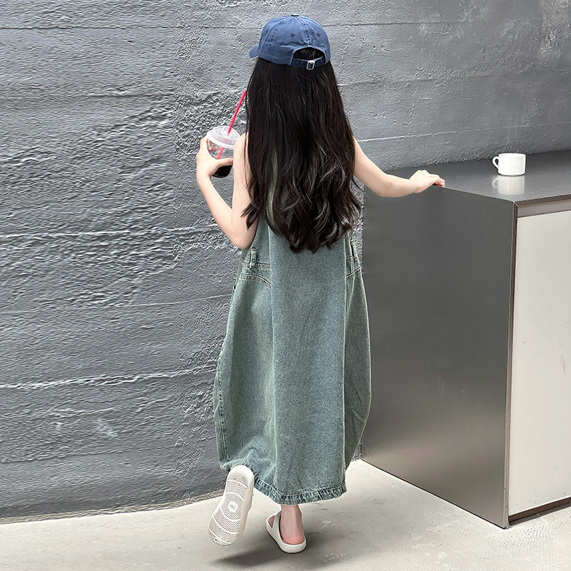 빈티지 블루 어린이 소녀 고품질 민소매 데님 드레스 s - Summer Clothing Girl 리뷰 및 가격