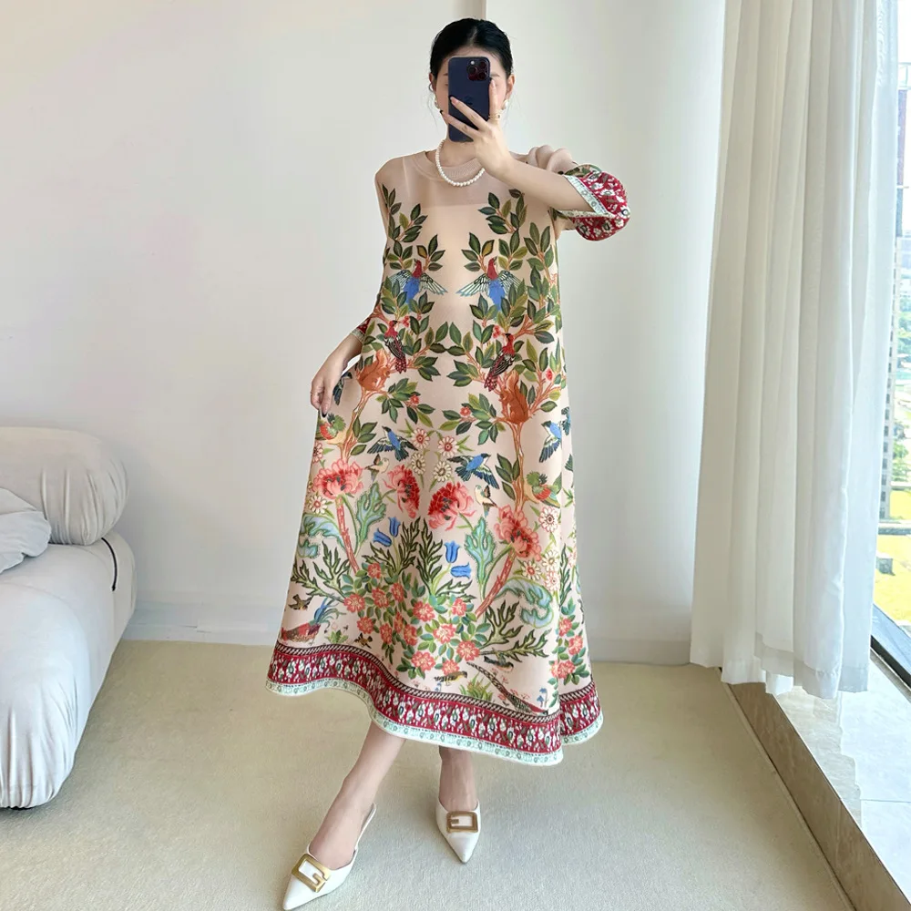 Miyake 빈티지 프린트 드레스 7 슬리브 캐주얼 드 - Summer 2025 Clothing Essentials 리뷰 및 가격
