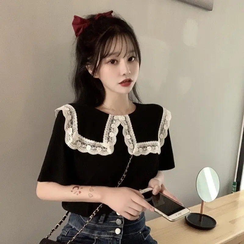여성용 귀여운 탑 칼라 카와이 여성 셔츠 및 블라우스  - Summer Clothing Trends For Women 리뷰 및 가격