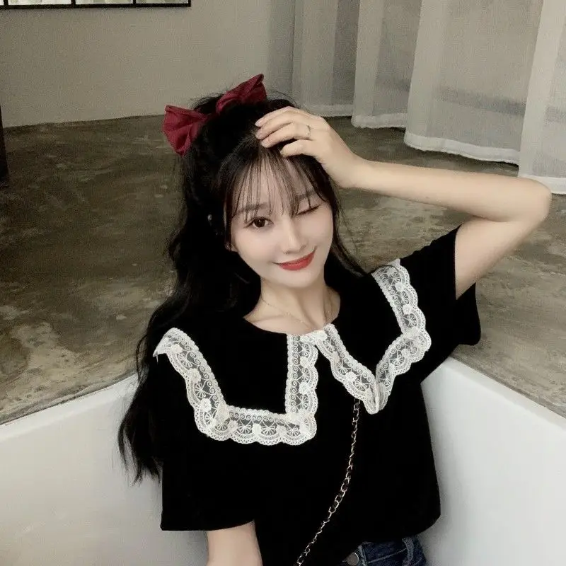 여성용 귀여운 탑 칼라 카와이 여성 셔츠 및 블라우스  - Summer Clothing Trends For Women 리뷰 및 가격