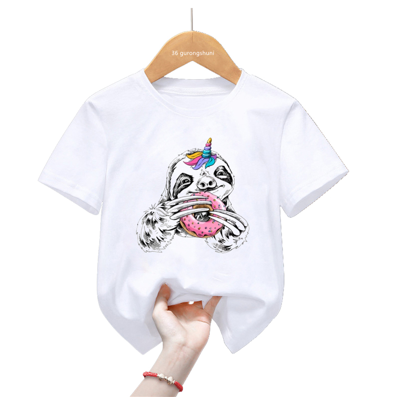 유니콘 슬로스 러브 도넛 만화 프린트 티셔츠, 재미있는 - Summer Loving Kids Clothing 리뷰 및 가격