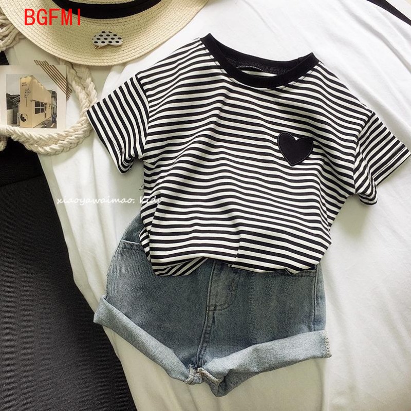 십대 소녀 코튼 스트라이프 반팔 티셔츠, 한국 아동복, - Summer Loving Kids Clothing 리뷰 및 가격